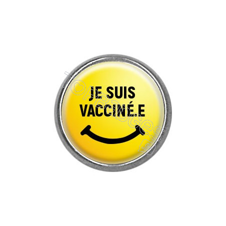 Pins rond : Je suis vacciné.e, smiley