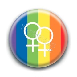 Badge : Drapeau LGBTQIA+, symbole femme