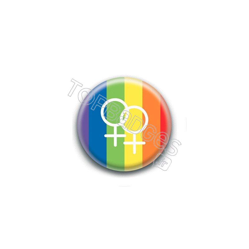 Badge : Drapeau LGBTQIA+, symbole femme