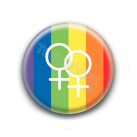 Badge : Drapeau LGBTQIA+, symbole femme