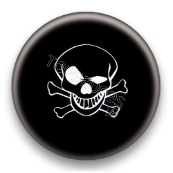 Badge Tête De Mort Fond Noir