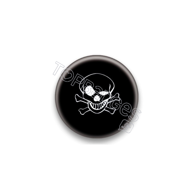 Badge Tête De Mort Fond Noir