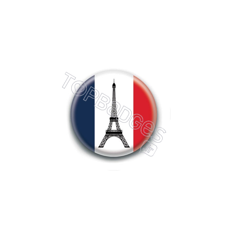 Badge : Drapeau France avec tour Eiffel