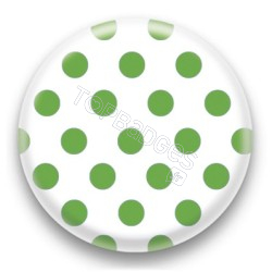 Badge blanc et pois vert