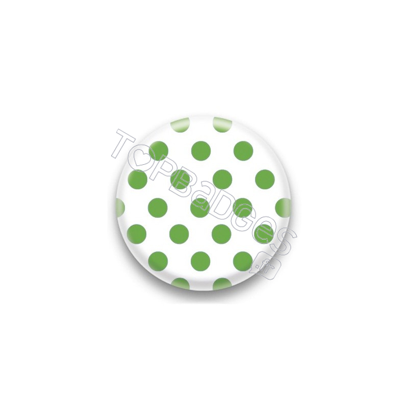 Badge blanc et pois vert