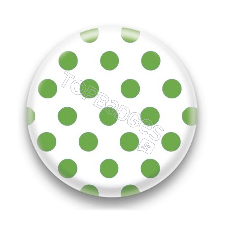 Badge blanc et pois vert