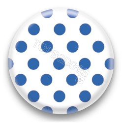 Badge blanc et pois bleu