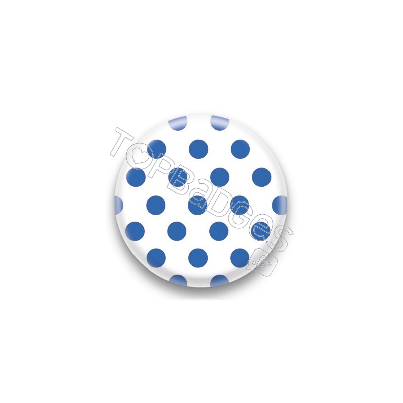 Badge blanc et pois bleu