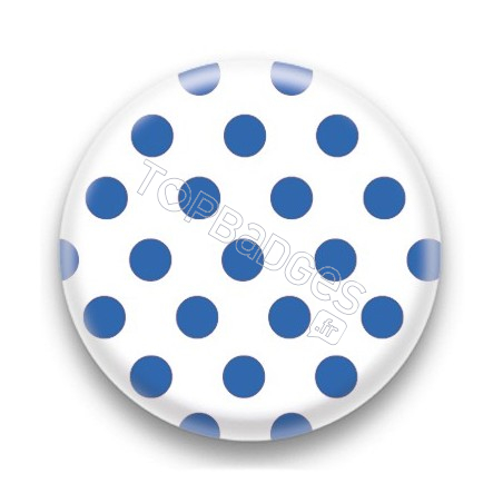 Badge blanc et pois bleu