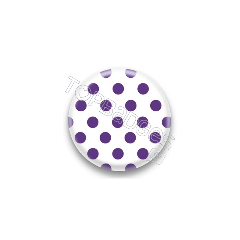 Badge blanc et pois violet