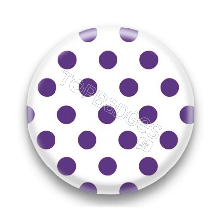 Badge blanc et pois violet