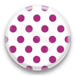 Badge blanc et pois fushia