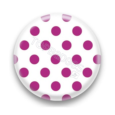 Badge blanc et pois fushia