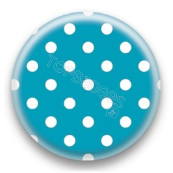 Badge Turquoise et Pois Blancs