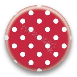 Badge Pois Blancs Sur Fond Rouge Fonce