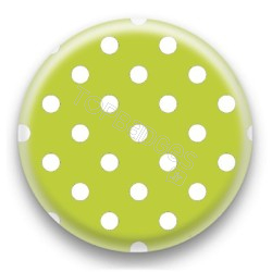 Badge Vert Pomme et Pois Blancs