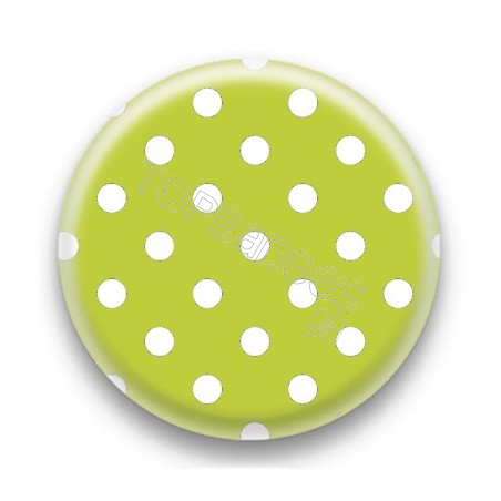 Badge Vert Pomme et Pois Blancs