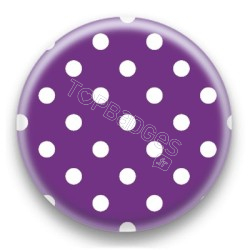 Badge Violet et Pois Blancs