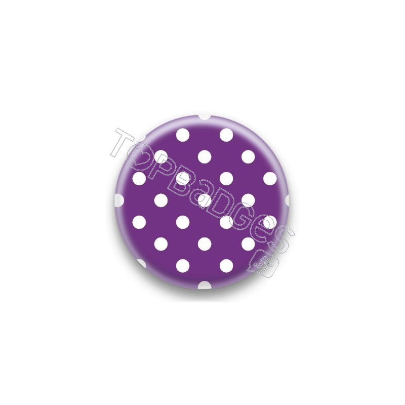 Badge Violet et Pois Blancs