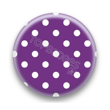 Badge Violet et Pois Blancs