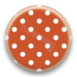 Badge Orange et Pois Blancs