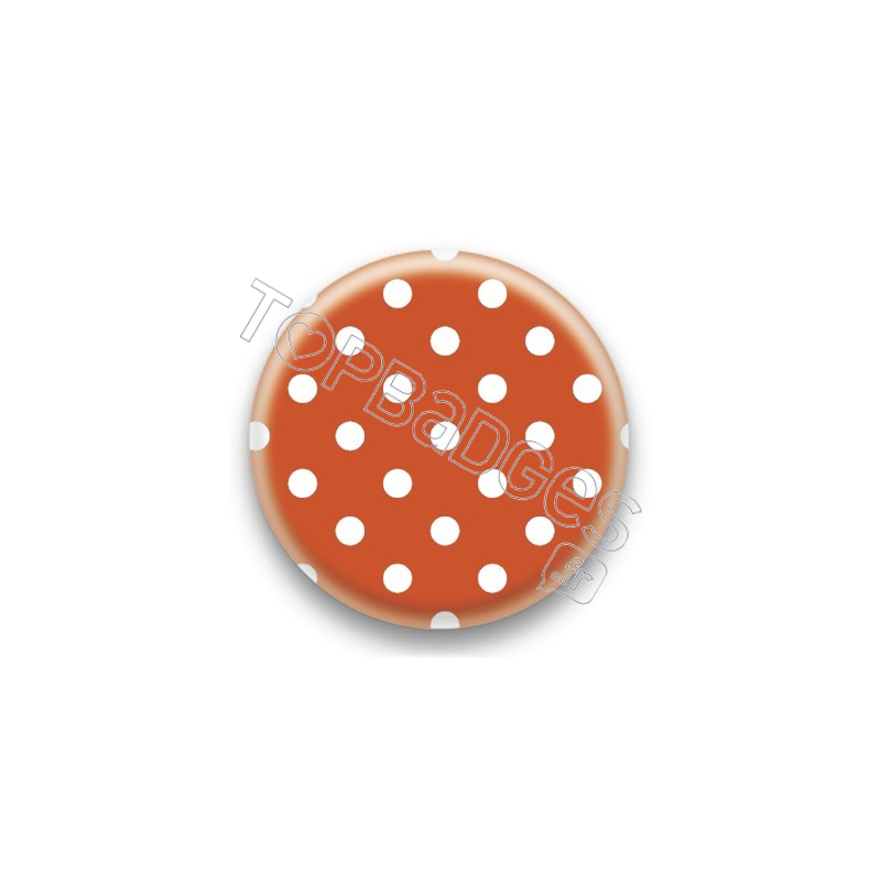 Badge Orange et Pois Blancs