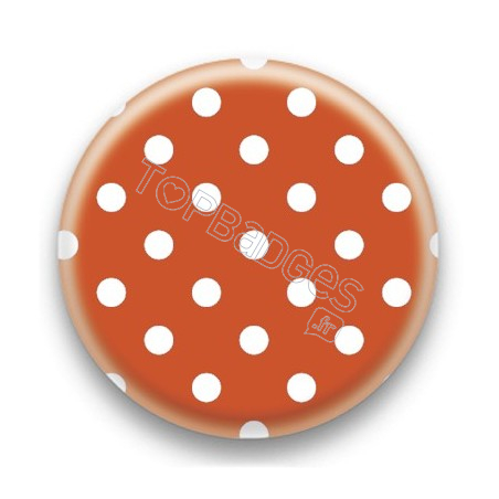 Badge Orange et Pois Blancs