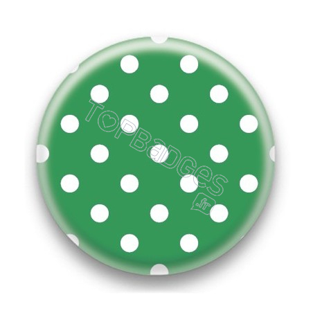 Badge Vert fonce et Pois Blancs