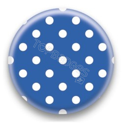 Badge Bleu et Pois Blancs