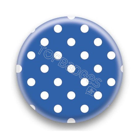 Badge Bleu et Pois Blancs