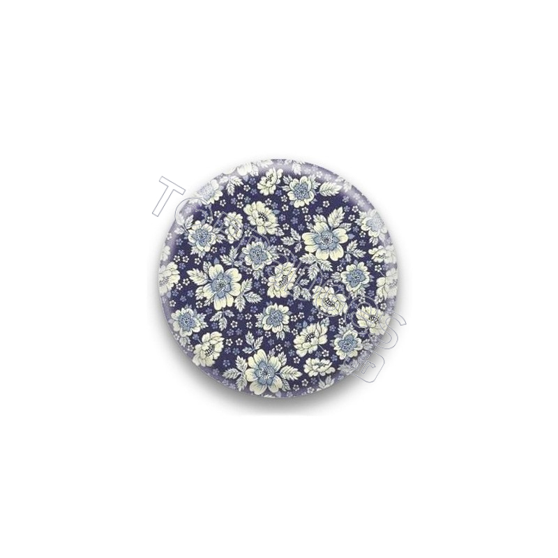 Badge fleurs bleus