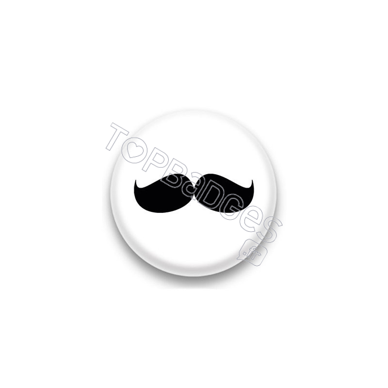 Badge Grosse moustache noire sur fond blanc