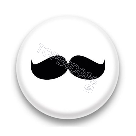 Badge Grosse moustache noire sur fond blanc