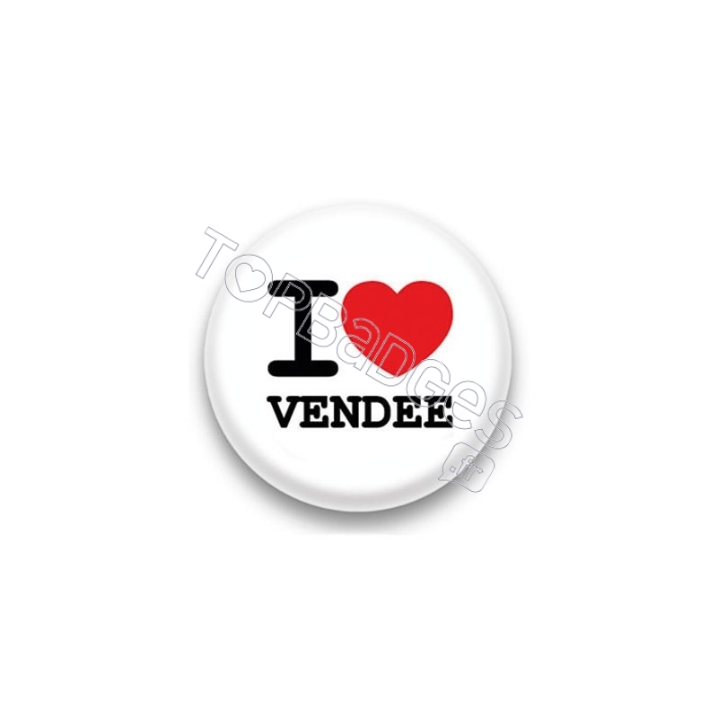 Badge I Love Vendée sur fond blanc