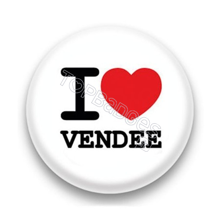 Badge I Love Vendée sur fond blanc