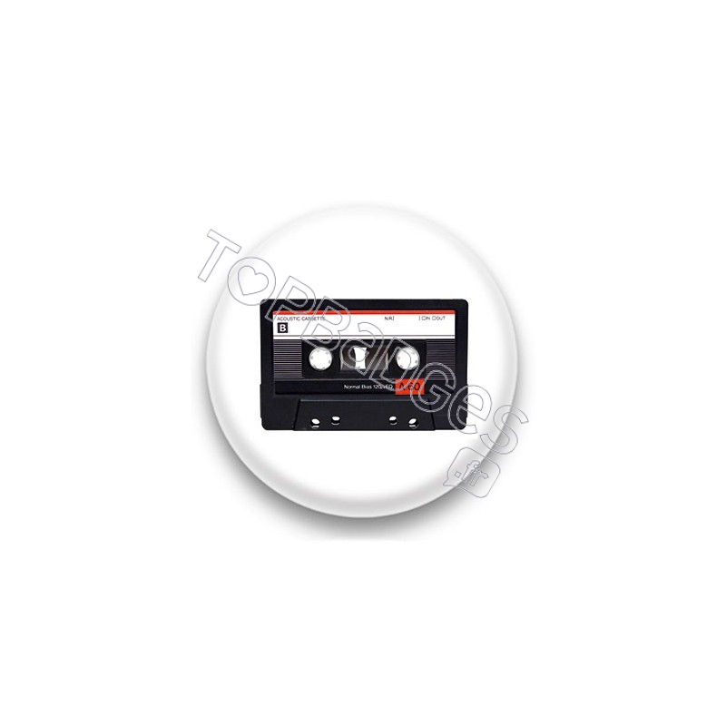 Badge Cassette Audio noire