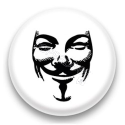 Badge Anonymous fond blanc
