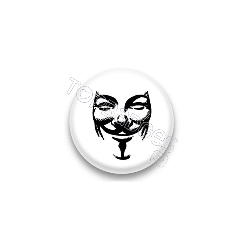 Badge Anonymous fond blanc