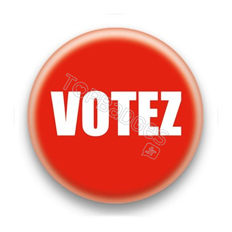 Badge Votez fond rouge