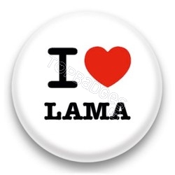 Badge I Love Lama fond blanc