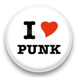 Badge I Love Punk fond blanc
