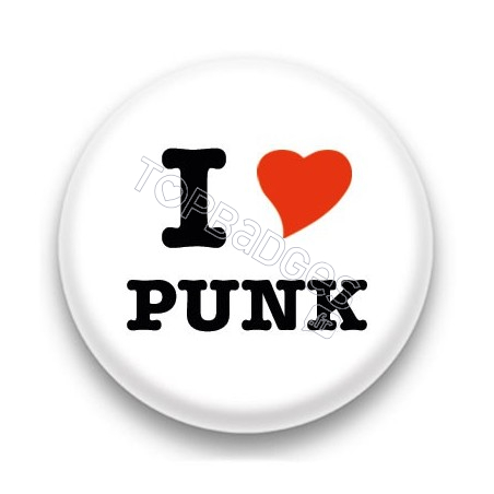 Badge I Love Punk fond blanc