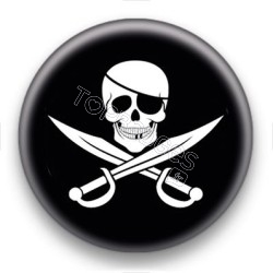Badge Symbole Pirate fond noir