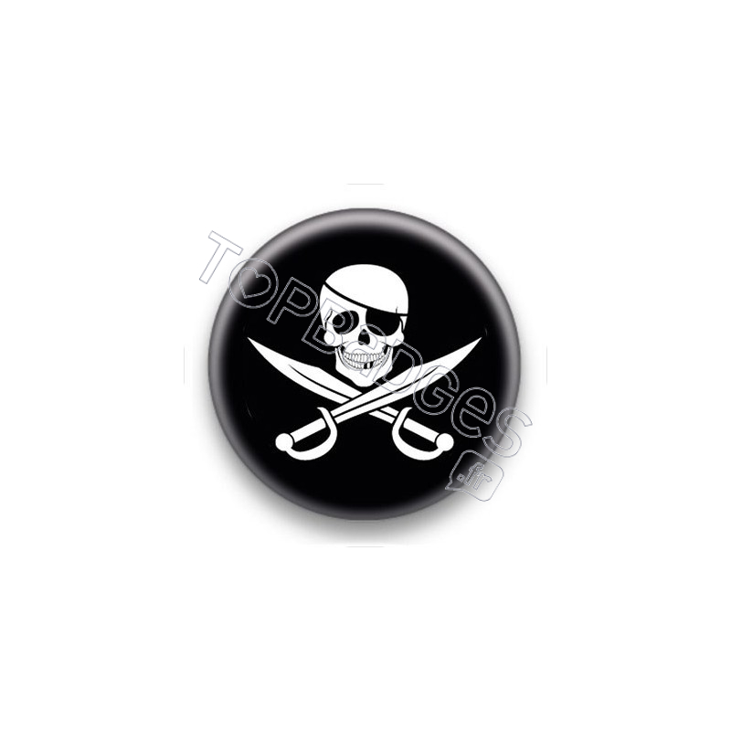 Badge Symbole Pirate fond noir