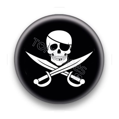 Badge Symbole Pirate fond noir