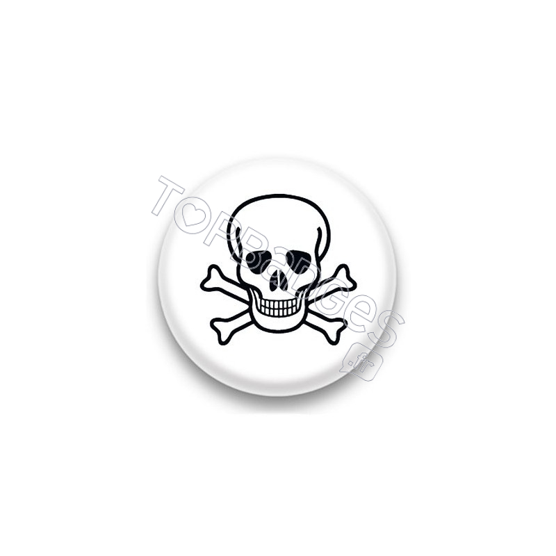 Badge Tête de mort fond blanc