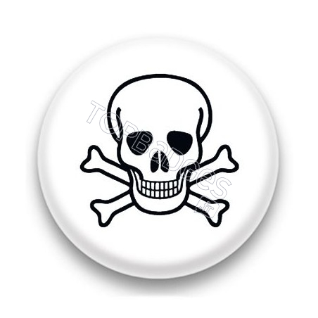 Badge Tête de mort fond blanc