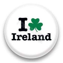 Badge I Love Ireland fond blanc