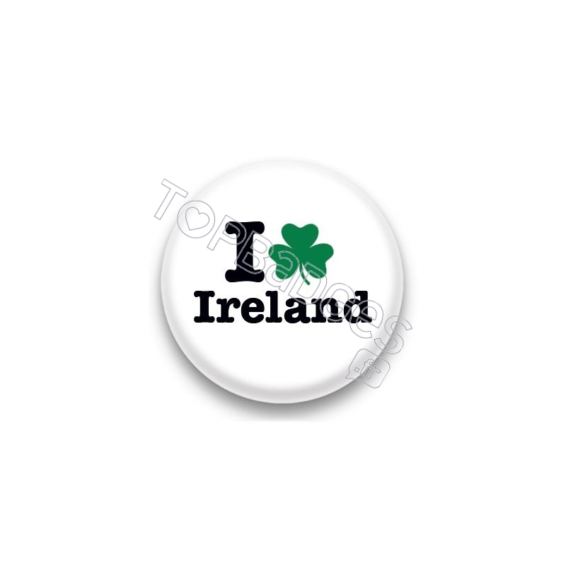 Badge I Love Ireland fond blanc