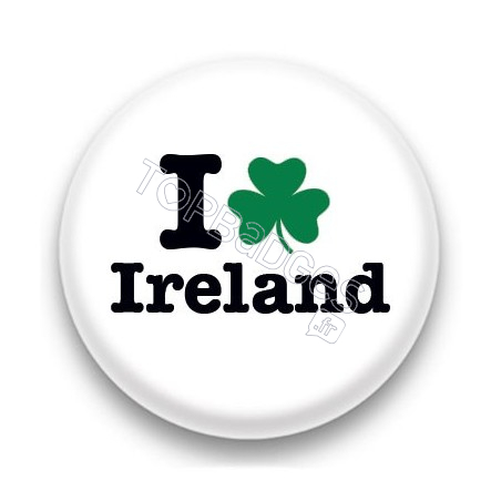 Badge I Love Ireland fond blanc